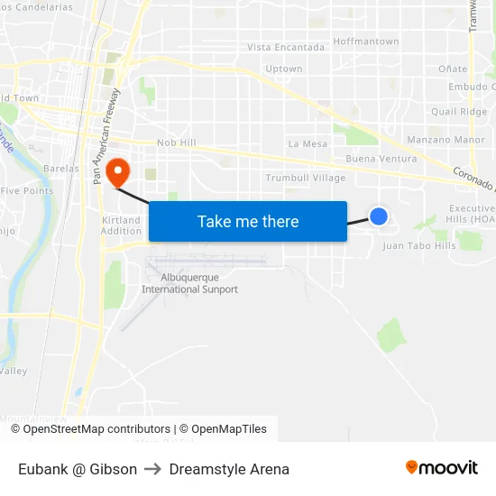 Eubank @ Gibson to Dreamstyle Arena map