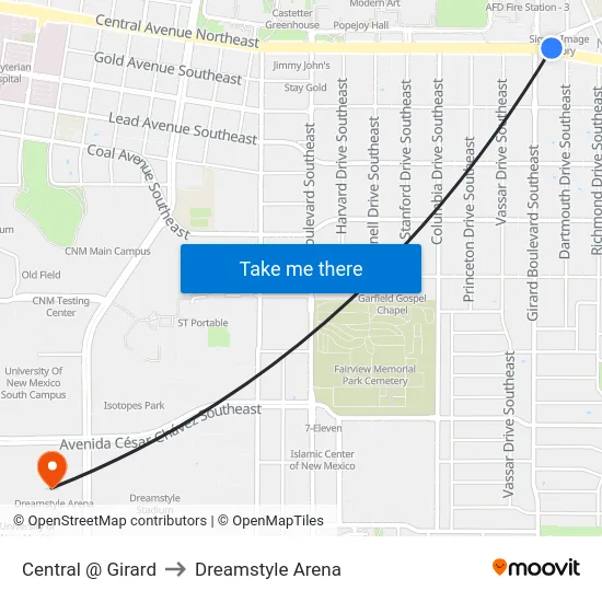 Central @ Girard to Dreamstyle Arena map