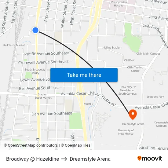 Broadway @ Hazeldine to Dreamstyle Arena map
