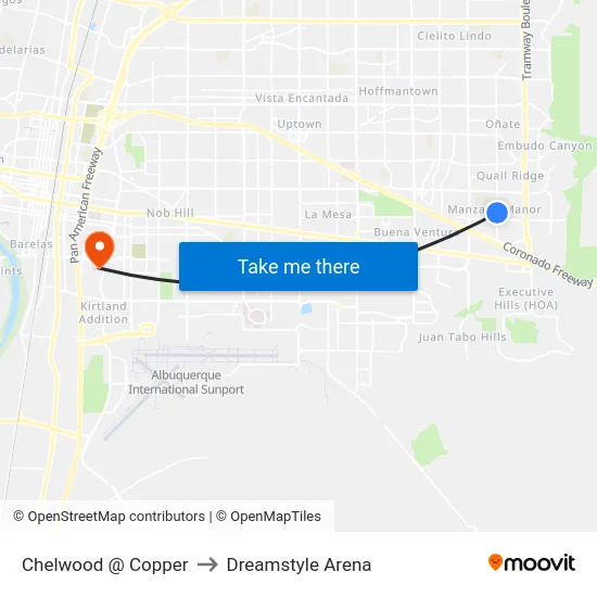 Chelwood @ Copper to Dreamstyle Arena map