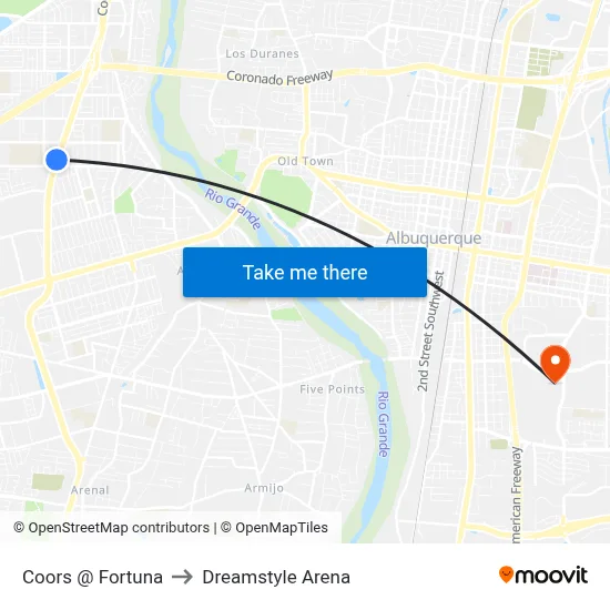 Coors @ Fortuna to Dreamstyle Arena map