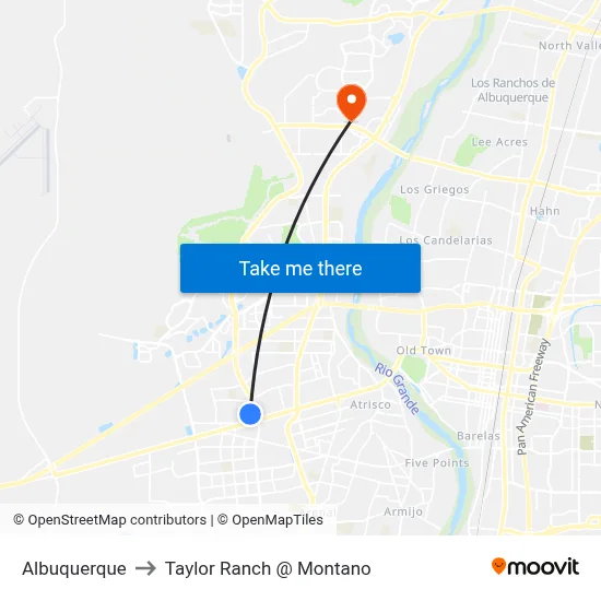 Albuquerque to Taylor Ranch @ Montano map