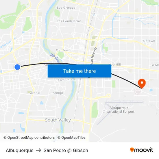 Albuquerque to San Pedro @ Gibson map