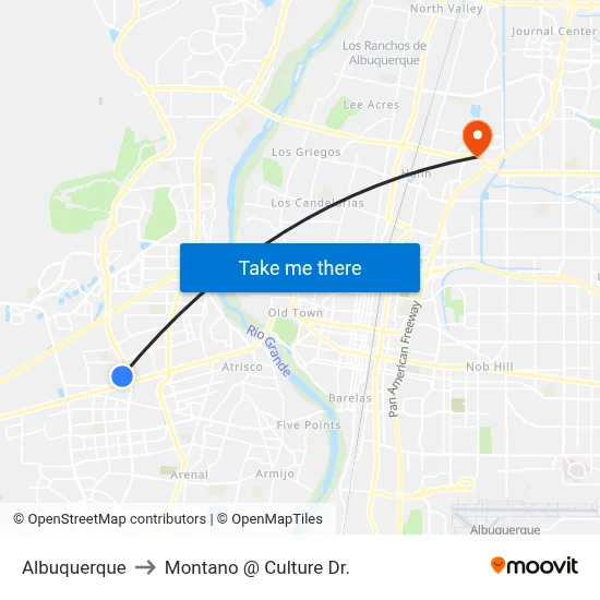 Albuquerque to Montano @ Culture Dr. map