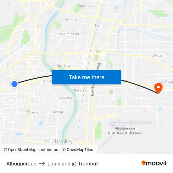 Albuquerque to Louisiana @ Trumbull map