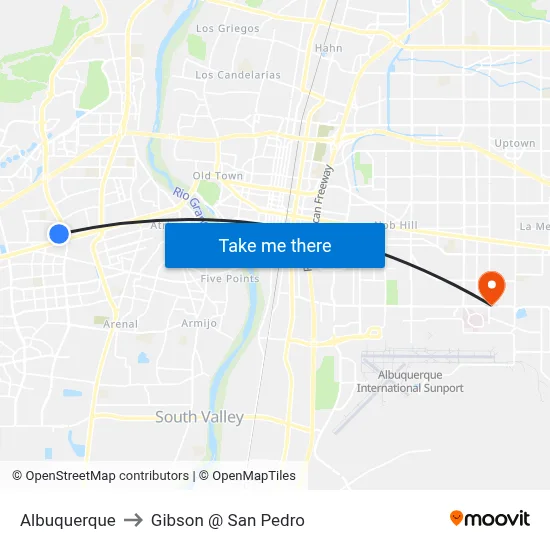 Albuquerque to Gibson @ San Pedro map