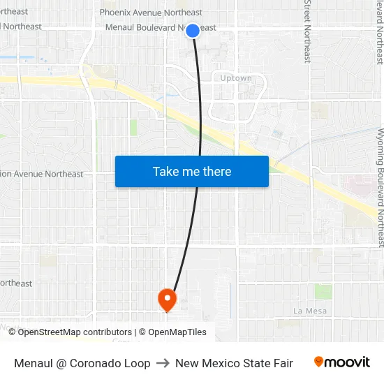 Menaul @ Coronado Loop to New Mexico State Fair map
