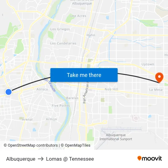 Albuquerque to Lomas @ Tennessee map