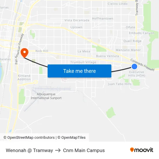 Wenonah @ Tramway to Cnm Main Campus map