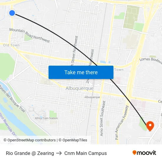 Rio Grande @ Zearing to Cnm Main Campus map
