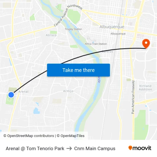 Arenal @ Tom Tenorio Park to Cnm Main Campus map