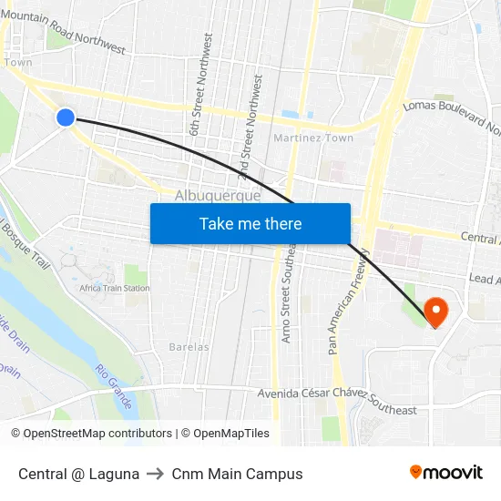 Central @ Laguna to Cnm Main Campus map