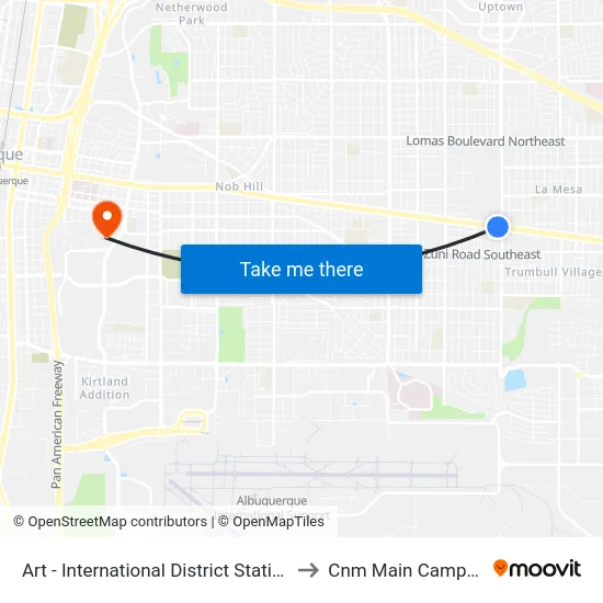 Art - International District Station to Cnm Main Campus map