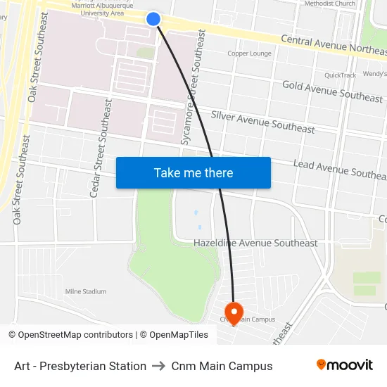 Art - Presbyterian Station to Cnm Main Campus map