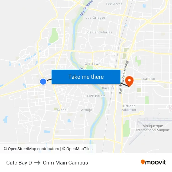 Cutc Bay D to Cnm Main Campus map