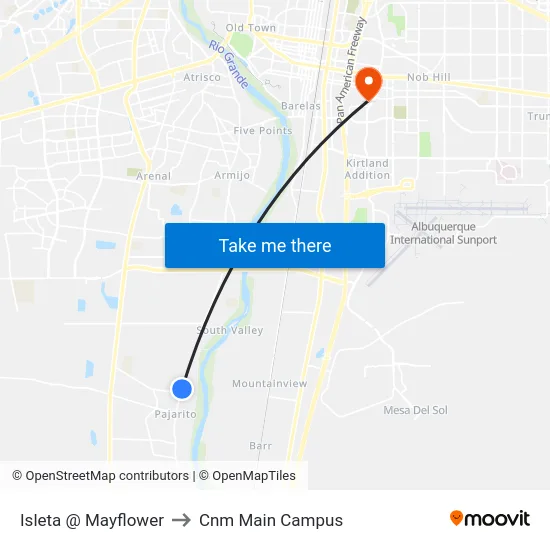 Isleta @ Mayflower to Cnm Main Campus map