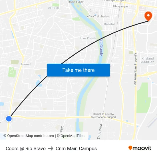 Coors @ Rio Bravo to Cnm Main Campus map