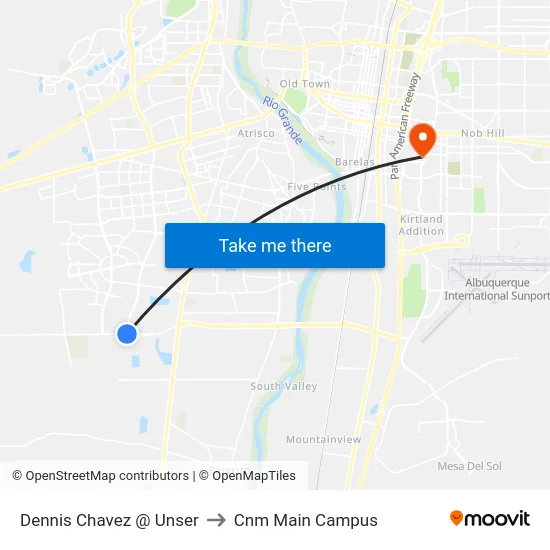 Dennis Chavez @ Unser to Cnm Main Campus map