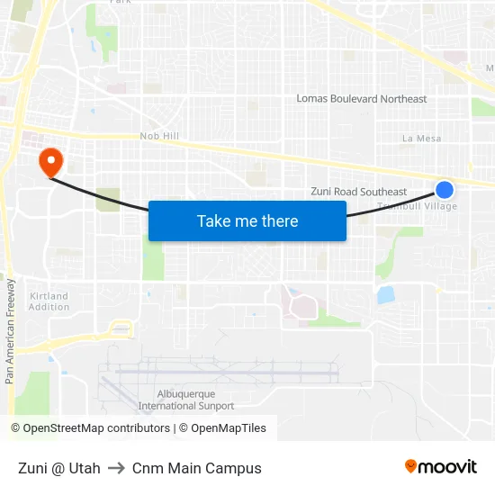 Zuni @ Utah to Cnm Main Campus map