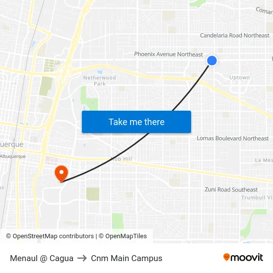 Menaul @ Cagua to Cnm Main Campus map