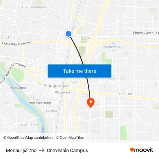 Menaul @ 2nd to Cnm Main Campus map