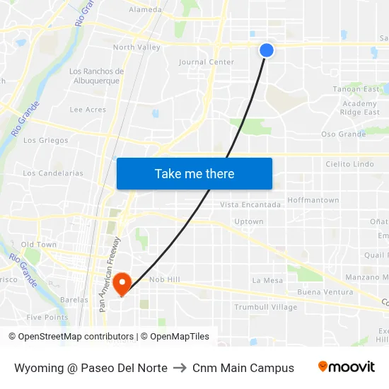 Wyoming @ Paseo Del Norte to Cnm Main Campus map