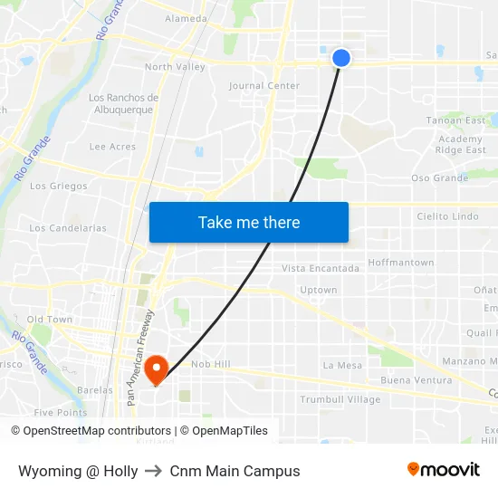 Wyoming @ Holly to Cnm Main Campus map