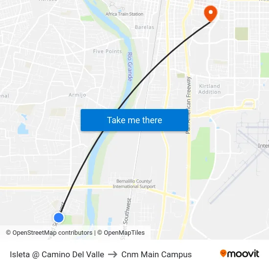 Isleta @ Camino Del Valle to Cnm Main Campus map