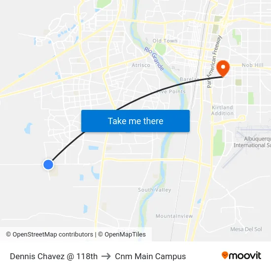 Dennis Chavez @ 118th to Cnm Main Campus map