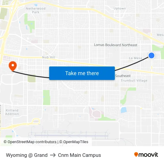 Wyoming @ Grand to Cnm Main Campus map