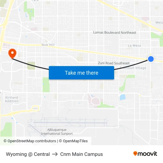 Wyoming @ Central to Cnm Main Campus map