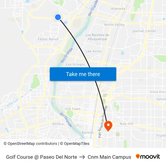 Golf Course @ Paseo Del Norte to Cnm Main Campus map