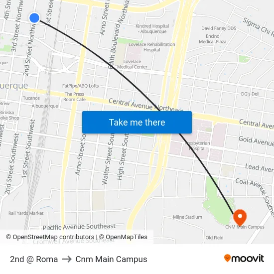 2nd @ Roma to Cnm Main Campus map