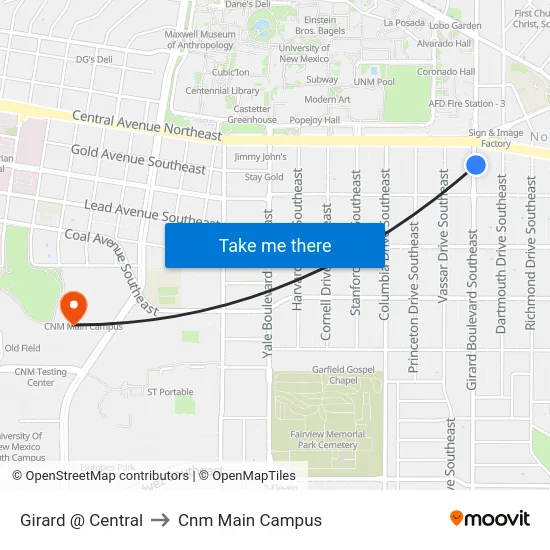 Girard @ Central to Cnm Main Campus map