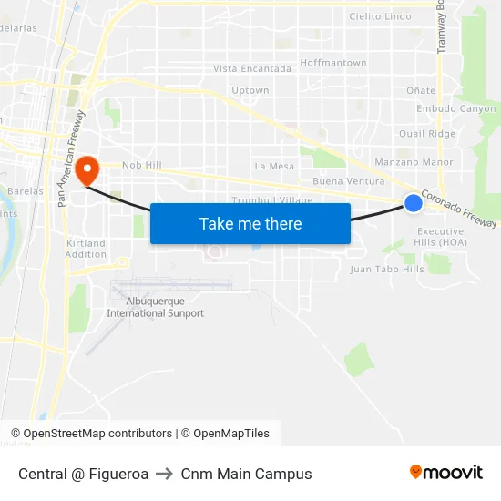 Central @ Figueroa to Cnm Main Campus map