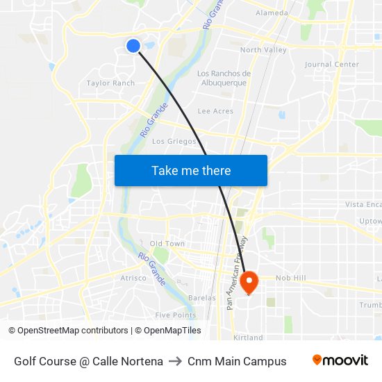 Golf Course @ Calle Nortena to Cnm Main Campus map