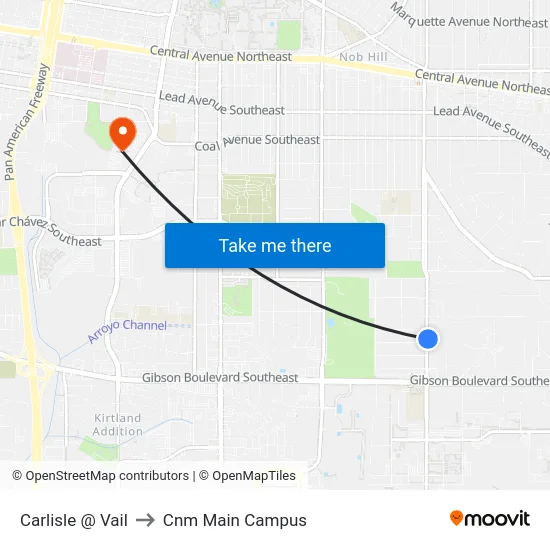 Carlisle @ Vail to Cnm Main Campus map