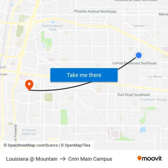 Louisiana @ Mountain to Cnm Main Campus map