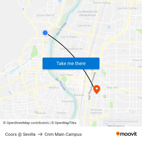 Coors @ Sevilla to Cnm Main Campus map