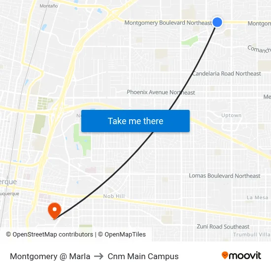 Montgomery @ Marla to Cnm Main Campus map