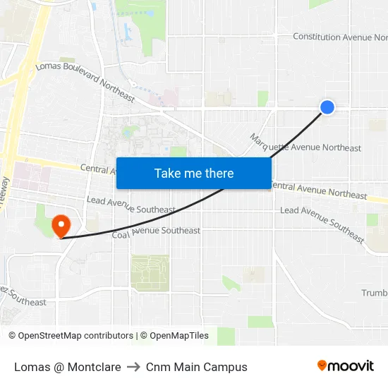 Lomas @ Montclare to Cnm Main Campus map
