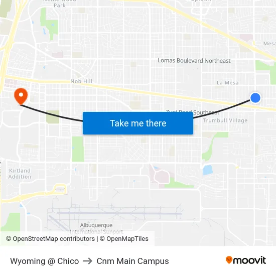 Wyoming @ Chico to Cnm Main Campus map