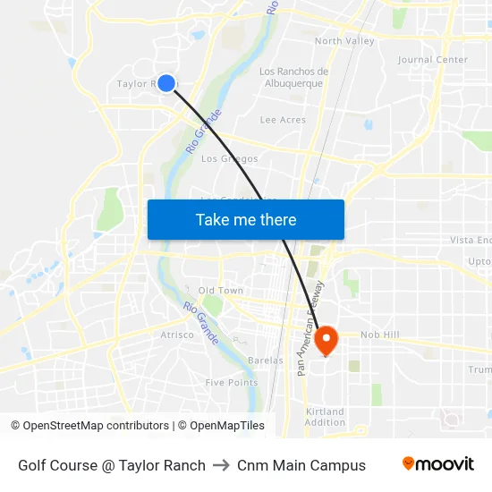Golf Course @ Taylor Ranch to Cnm Main Campus map