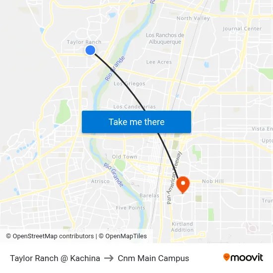 Taylor Ranch @ Kachina to Cnm Main Campus map