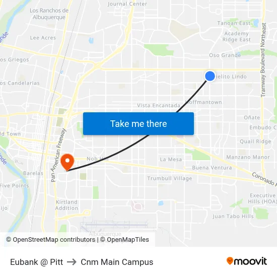Eubank @ Pitt to Cnm Main Campus map