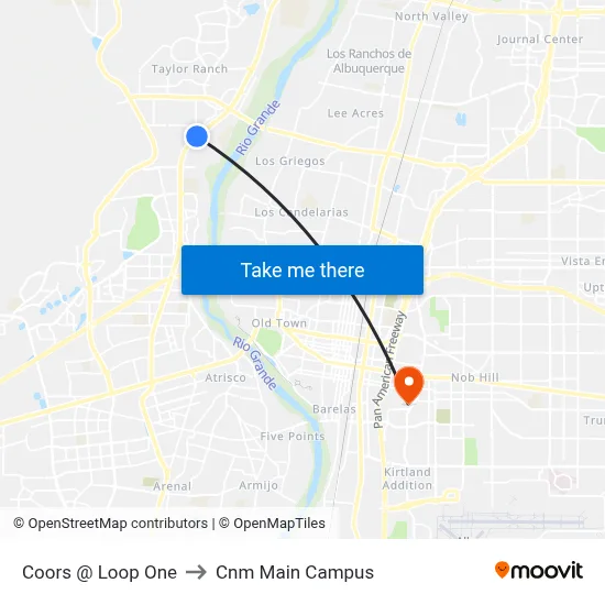 Coors @ Loop One to Cnm Main Campus map