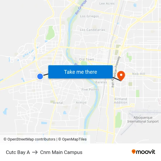Cutc Bay A to Cnm Main Campus map