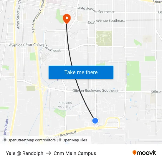 Yale @ Randolph to Cnm Main Campus map