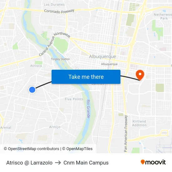 Atrisco @ Larrazolo to Cnm Main Campus map