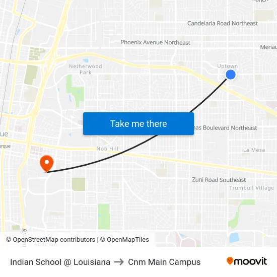 Indian School @ Louisiana to Cnm Main Campus map